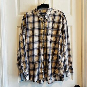 Barbour Men's The Sporting Shirt Casual Plaid Shirt - Navy and Beige XL